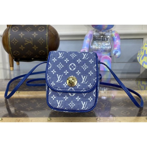 Louis Vuitton M60018 Pochette Cancun Shoulder Bag in Blue Monogram Denim Canvas