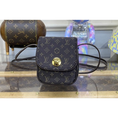 Louis Vuitton M60018 Pochette Cancun Shoulder Bag in Brown Monogram Denim Canvas Louis Vuitton M60018 Pochette Cancun Shoulder Bag in Brown Monogram Denim Canvas