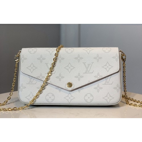 Louis Vuitton M61276 Pochette Felicie Bag in White Monogram canvas Louis Vuitton M61276 Pochette Felicie Bag in White Monogram canvas