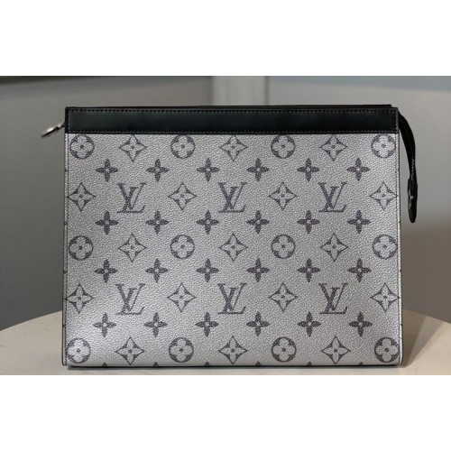 Louis Vuitton M61692 Pochette Voyage MM Bags in Silver Monogram Eclipse Canvas