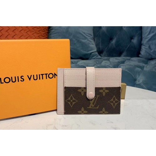 Louis Vuitton M61730 Card Holder Wallet Monogram Canvas And Beige Calf Leather