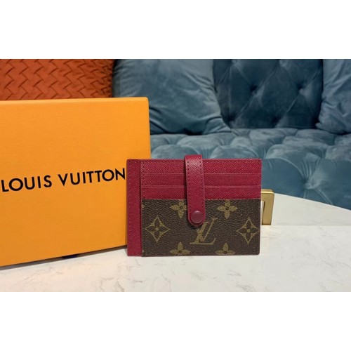 Louis Vuitton M61730 Card Holder Wallet Monogram Canvas And Red Calf Leather Louis Vuitton M61730 Card Holder Wallet Monogram Canvas And Red Calf Leather