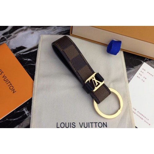 Louis Vuitton M62706 Dragonne Key Holder Damier Ebene Canvas Gold Hardware Louis Vuitton M62706 Dragonne Key Holder Damier Ebene Canvas Gold Hardware