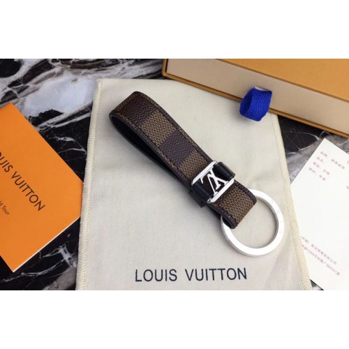 Louis Vuitton M62706 Dragonne Key Holder Damier Ebene Canvas Silver Hardware Louis Vuitton M62706 Dragonne Key Holder Damier Ebene Canvas Silver Hardware