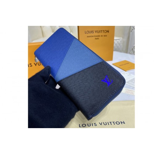 Louis Vuitton M30731 Zippy Vertical wallet in Blue monochrome Taiga leather