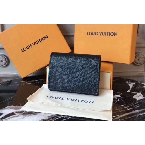 Louis Vuitton M64021 Enveloppe Carte de Visite Wallet in Black Taiga leather