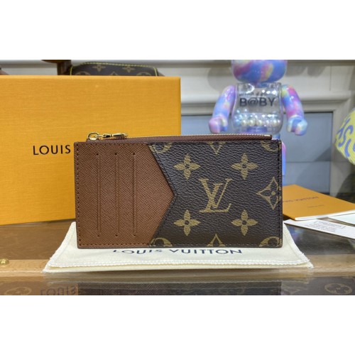 Louis Vuitton M64038 Coin Card Holder Wallet in Monogram Macassar canvas
