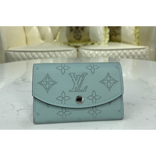 Louis Vuitton M62542 iris compact wallet in Blue Mahina leather