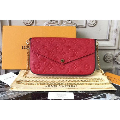 Louis Vuitton M64065 Pochette Felicie Bags in Red Monogram Empreinte Leather Louis Vuitton M64065 Pochette Felicie Bags in Red Monogram Empreinte Leather