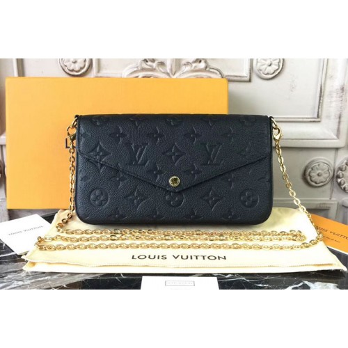 Louis Vuitton M64064 Pochette Felicie Bags in Black Monogram Empreinte Leather