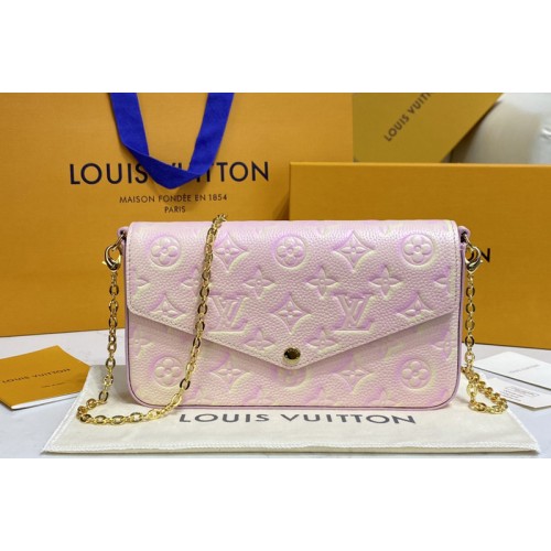 Louis Vuitton M64064 Felicie Pochette Bag in Water Pink Monogram Empreinte Leather