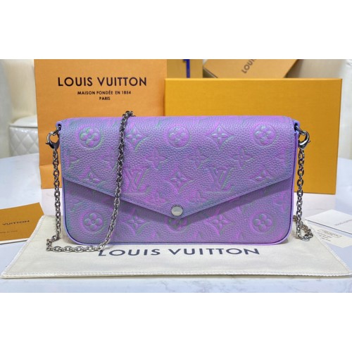 Louis Vuitton M64064 Felicie Pochette Bag in Water Purple Monogram Empreinte Leather