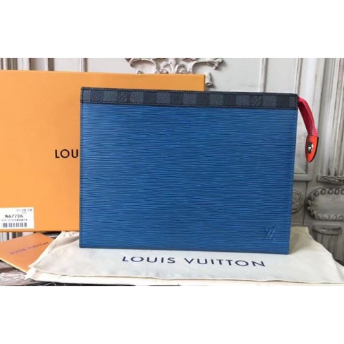 Louis Vuitton M67736 Pochette Voyage MM Bag in Blue Epi Leather