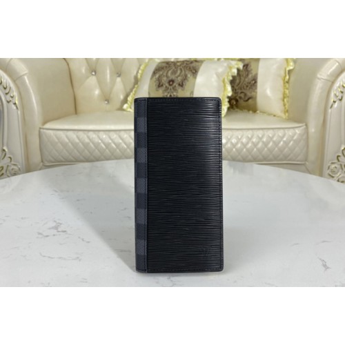 Louis Vuitton M67903 Brazza Wallet Damier Graphite canvas and supple Epi leather