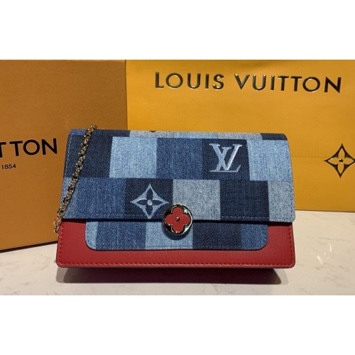 Louis Vuitton M69036 Flore Chain Wallet in Blue Red Monogram Denim canvas Louis Vuitton M69036 Flore Chain Wallet in Blue Red Monogram Denim canvas