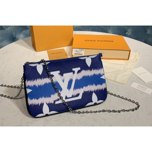 Louis Vuitton M69124 Escale Pochette Double Zip Bag in Blue Monogram Canvas Louis Vuitton M69124 Escale Pochette Double Zip Bag in Blue Monogram Canvas