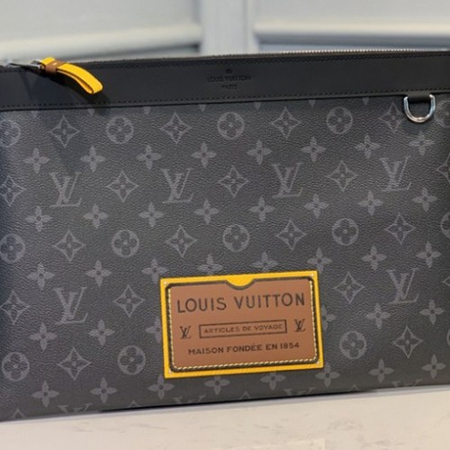Louis Vuitton M69256 Discovery Pochette GM Bag in Monogram Eclipse Canvas