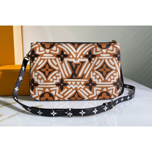 Louis Vuitton M69488 Crafty Double Zip Pochette Bag in Caramel   Cream Monogram coated canvas