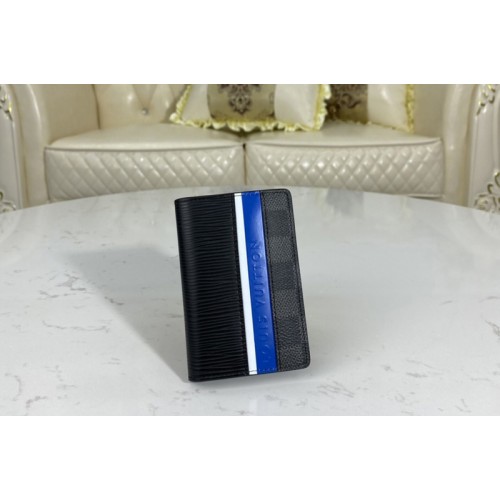 Louis Vuitton M69536 Pocket Organizer wallet in Black Epi leather and Damier Graphite coated canvas