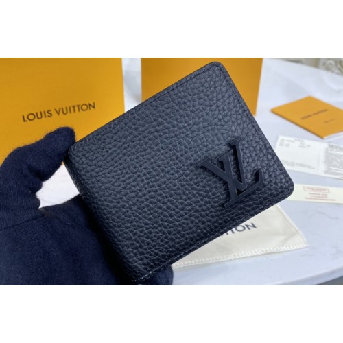 Louis Vuitton M69829 Aerogram Multiple wallet on Strap in Black grained calf leather Louis Vuitton M69829 Aerogram Multiple wallet on Strap in Black grained calf leather