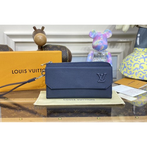 Louis Vuitton M69831 New Long Wallet in Blue grained calf leather