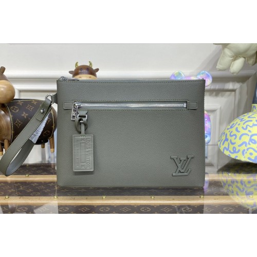 Louis Vuitton M69837 Takeoff Pouch in Gray grained calf leather Louis Vuitton M69837 Takeoff Pouch in Gray grained calf leather
