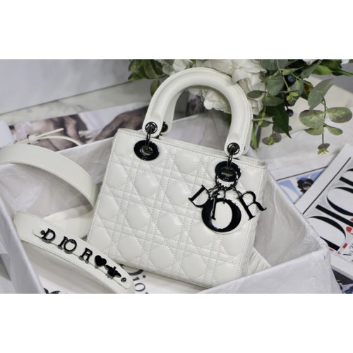 Christian Dior M0538 Small Lady Dior My ABCDior bag on White Cannage Lambskin Christian Dior M0538 Small Lady Dior My ABCDior bag on White Cannage Lambskin