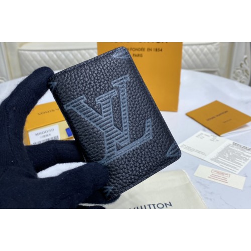 Louis Vuitton M80038 Pocket Organizer Wallet in Taurillon Shadow leather