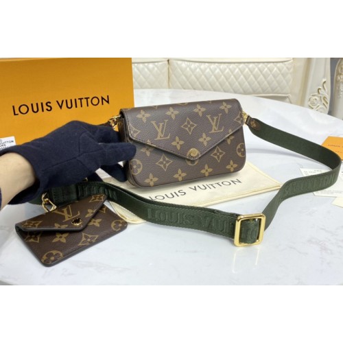 Louis Vuitton M80091 Pochette Felicie in Monogram canvas With Green Strap