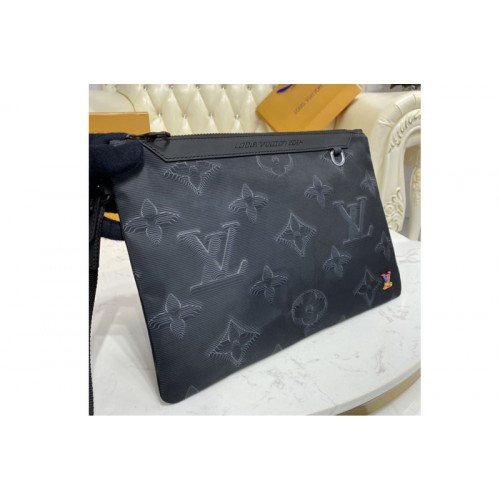 Louis Vuitton M80142 2054 Reversible Pouch in Monogram 3D Gray and Black Green Louis Vuitton M80142 2054 Reversible Pouch in Monogram 3D Gray and Black Green