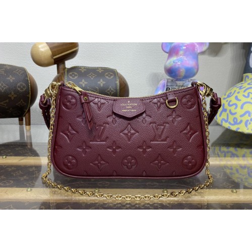 Louis Vuitton M80349 Easy Pouch On Strap Bag in Wine Red Embossed Monogram Empreinte cowhide leather