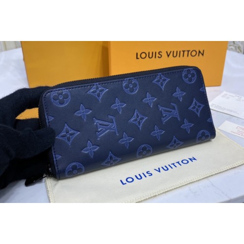 Louis Vuitton M80423 Zippy Vertical Wallet in navy blue Monogram Shadow leather Louis Vuitton M80423 Zippy Vertical Wallet in navy blue Monogram Shadow leather