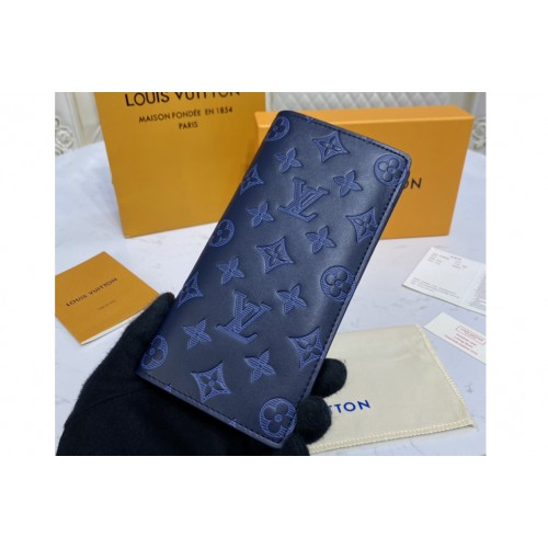 Louis Vuitton M80424 Brazza Wallet in navy blue Monogram Shadow leather Louis Vuitton M80424 Brazza Wallet in navy blue Monogram Shadow leather