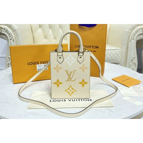 Louis Vuitton M80449 Petit Sac Plat Bag in Monogram Cream Saffron Empreinte leather Louis Vuitton M80449 Petit Sac Plat Bag in Monogram Cream Saffron Empreinte leather
