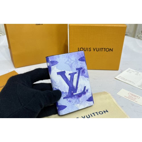 Louis Vuitton M80455 Pocket Organizer wallet in Monogram Watercolor Blue coated canvas