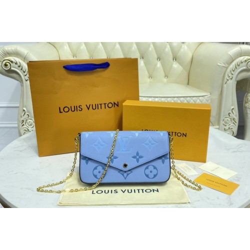 Louis Vuitton M80498 Felicie Pochette Bag in Blue Monogram Empreinte leather
