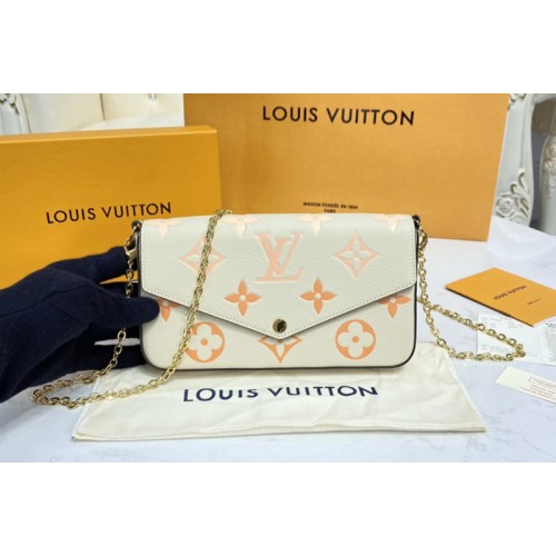 Louis Vuitton M80498 Felicie Pochette Bag in Cream Saffron Monogram Empreinte leather Louis Vuitton M80498 Felicie Pochette Bag in Cream Saffron Monogram Empreinte leather