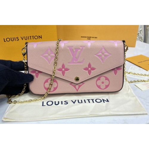 Louis Vuitton M80498 Felicie Pochette Bag in Pink Monogram Empreinte embossed Leather