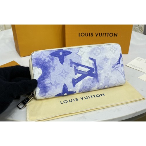 Louis Vuitton M80499 Zippy Vertical Wallet in Monogram Watercolor Blue coated canvas Louis Vuitton M80499 Zippy Vertical Wallet in Monogram Watercolor Blue coated canvas