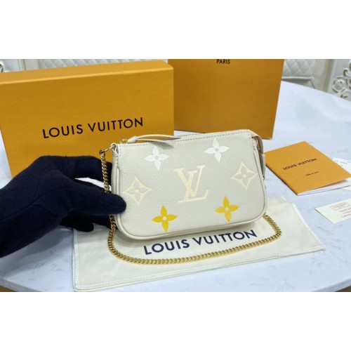 Louis Vuitton M80501 Mini Pochette Accessoires in Cream Saffron Monogram Empreinte leather