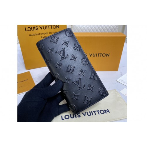 Louis Vuitton M80503 Brazza Wallet in Black Monogram Seal cowhide leather