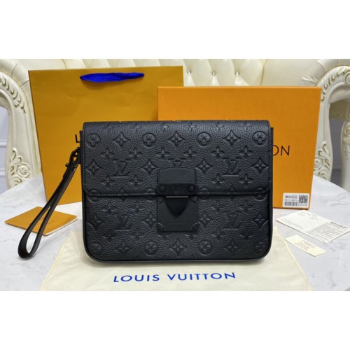 Louis Vuitton M80560 S Lock A4 Pouch in Monogram-embossed black Taurillon leather Louis Vuitton M80560 S Lock A4 Pouch in Monogram-embossed black Taurillon leather