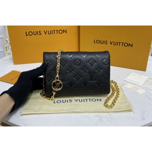 Louis Vuitton M80742 Pochette Coussin Bag in Black Monogram-embossed lambskin