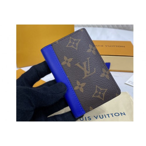 Louis Vuitton M81535 Pocket Organizer Wallet in Monogram canvas With Blue Louis Vuitton M81535 Pocket Organizer Wallet in Monogram canvas With Blue