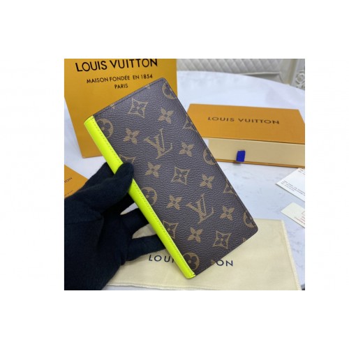 Louis Vuitton M81538 Brazza wallet in Monogram Macassar coated canvas With Yellow