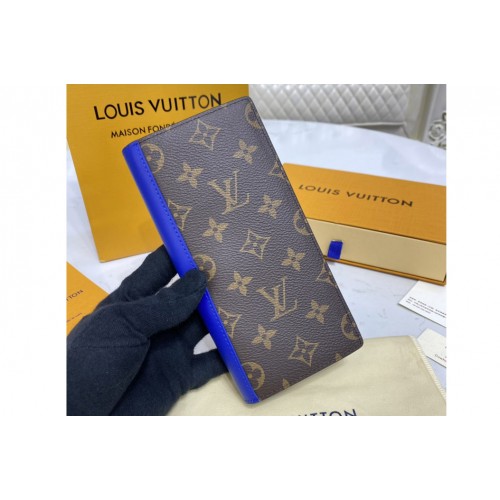 Louis Vuitton M81538 Brazza wallet in Monogram Macassar coated canvas With Blue Louis Vuitton M81538 Brazza wallet in Monogram Macassar coated canvas With Blue