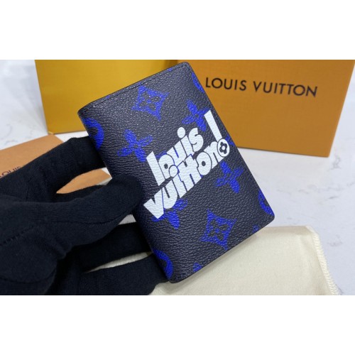 Louis Vuitton M80799 Pocket Organizer Wallet in Blue vintage Monogram canvas