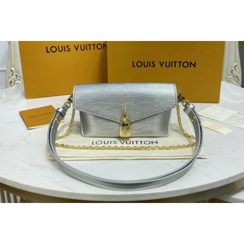 Louis Vuitton M80819 Padlock on Strap bag in Silver Epi Leather Louis Vuitton M80819 Padlock on Strap bag in Silver Epi Leather