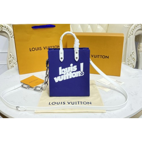 Louis Vuitton M80841 Sac Plat XS bag in Blue cowhide leather