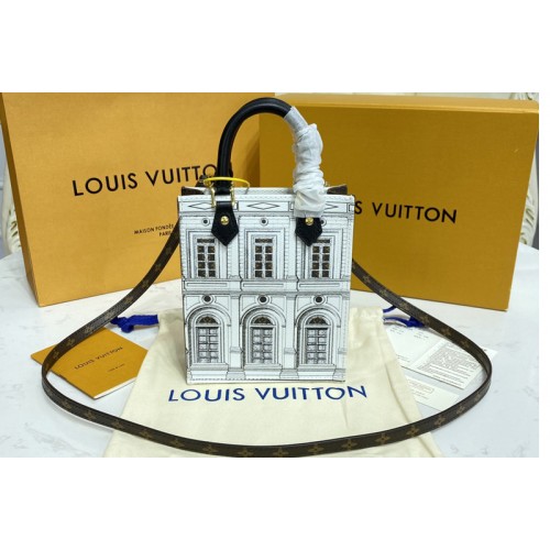 Louis Vuitton M80991 Petit Sac Plat Bag in Black White Printed patent calf leather Louis Vuitton M80991 Petit Sac Plat Bag in Black White Printed patent calf leather